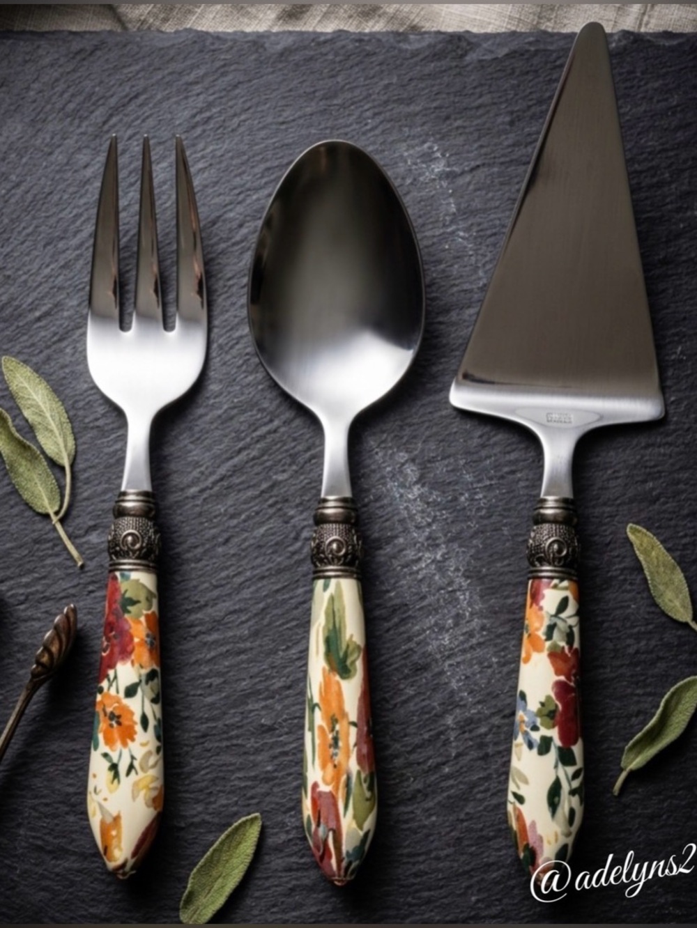 🌺 Engraved! Rare Set! 🌺 Pioneer Woman Timeless Floral Fall Serving Utensils